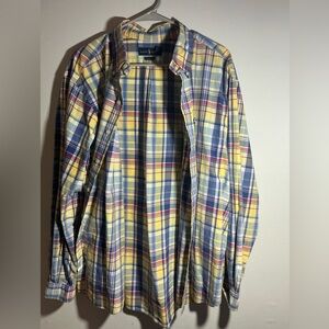 Ralph Lauren Yellow and Blue Plaid Men's Shirt